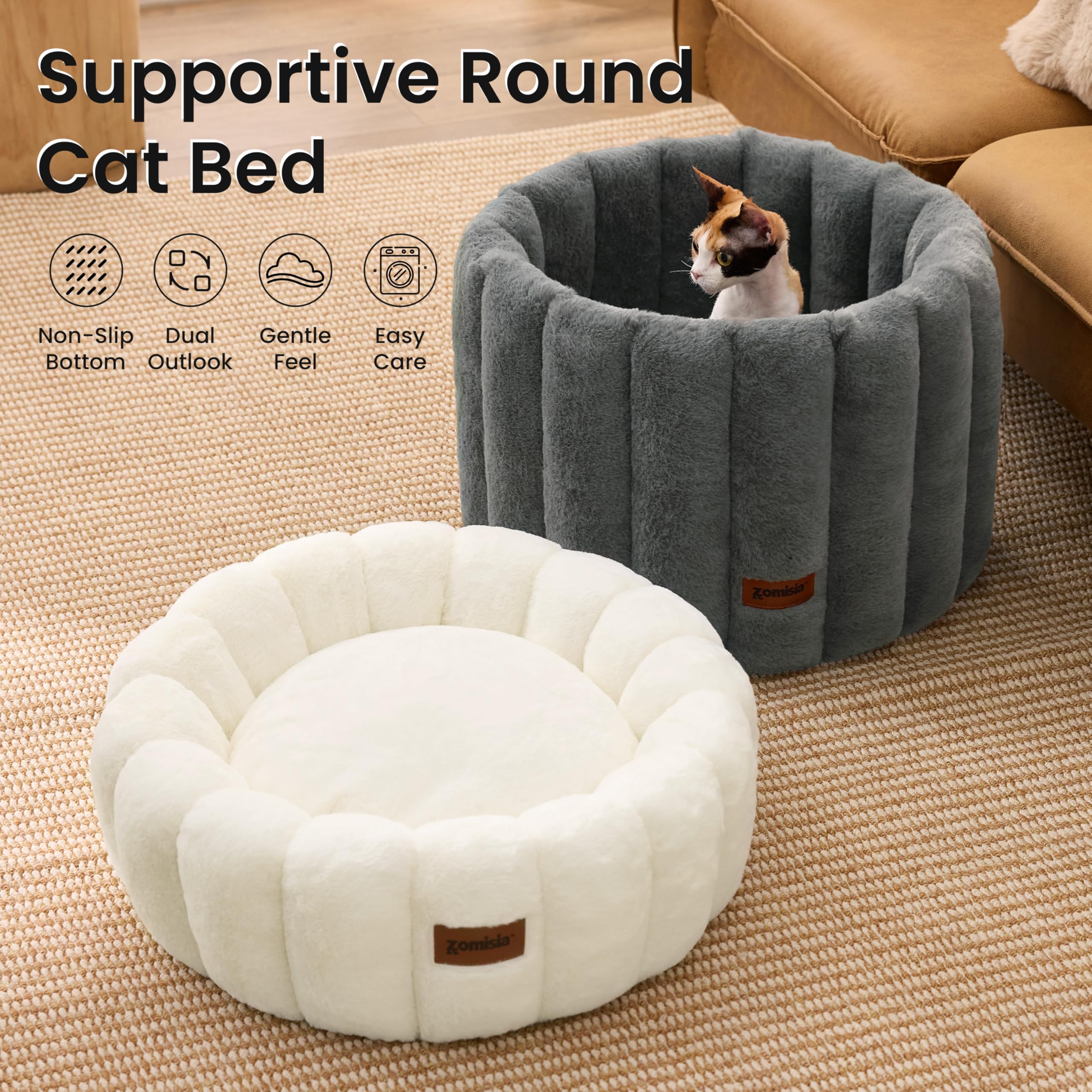 ZOMISIA striped donut bed machine-washable for easy care