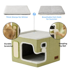 ZOMISIA cat bed navy interior den creates a private relaxation space for pets.
