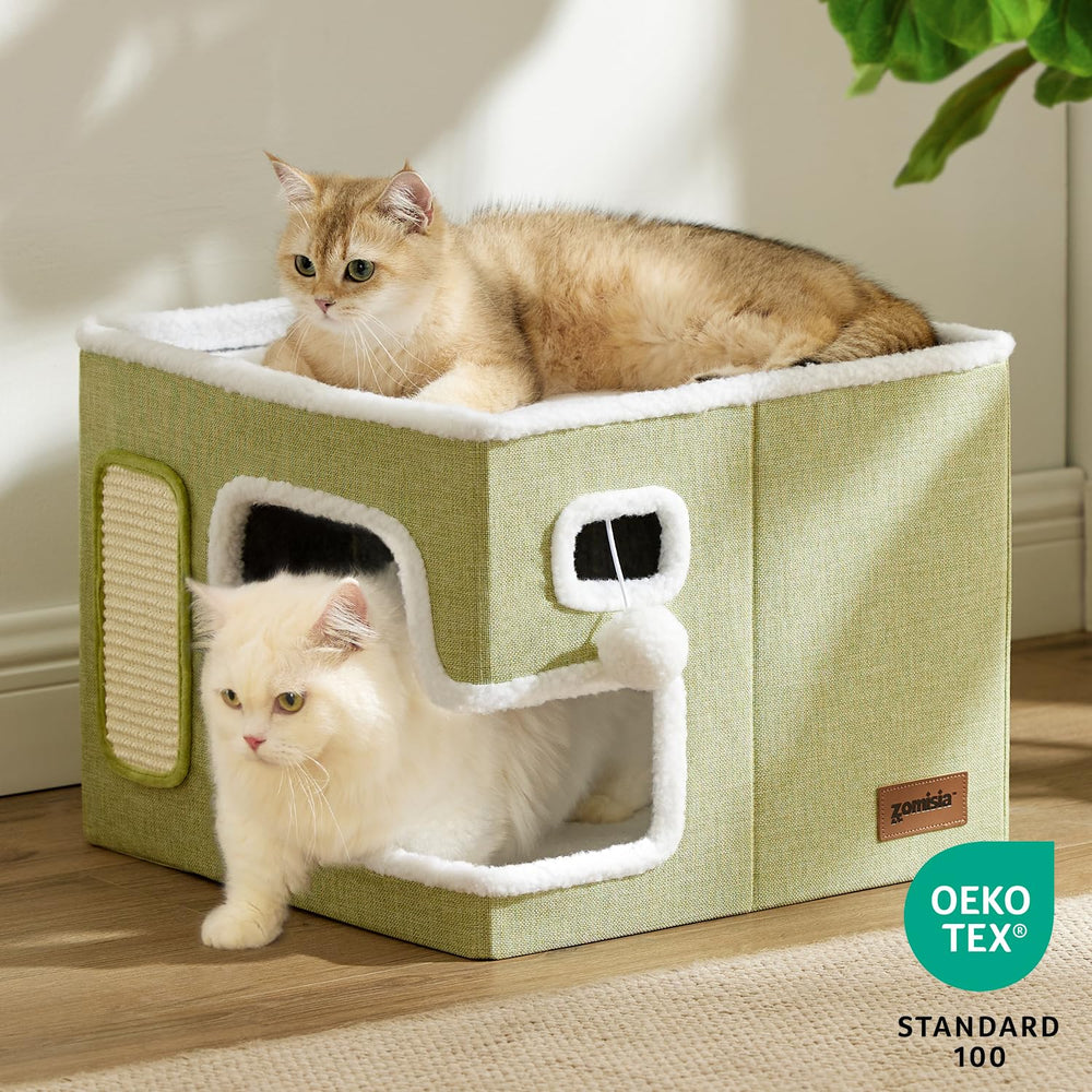 ZOMISIA cat bed navy removable cushion cover for quick, tidy cleaning.