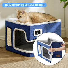 ZOMISIA cat bed navy sisal scratcher protects furniture by satisfying claws.