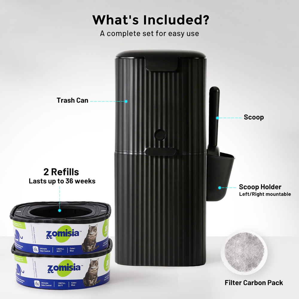 ZOMISIA disposal bin showing sealed odor-control for bottom containment.