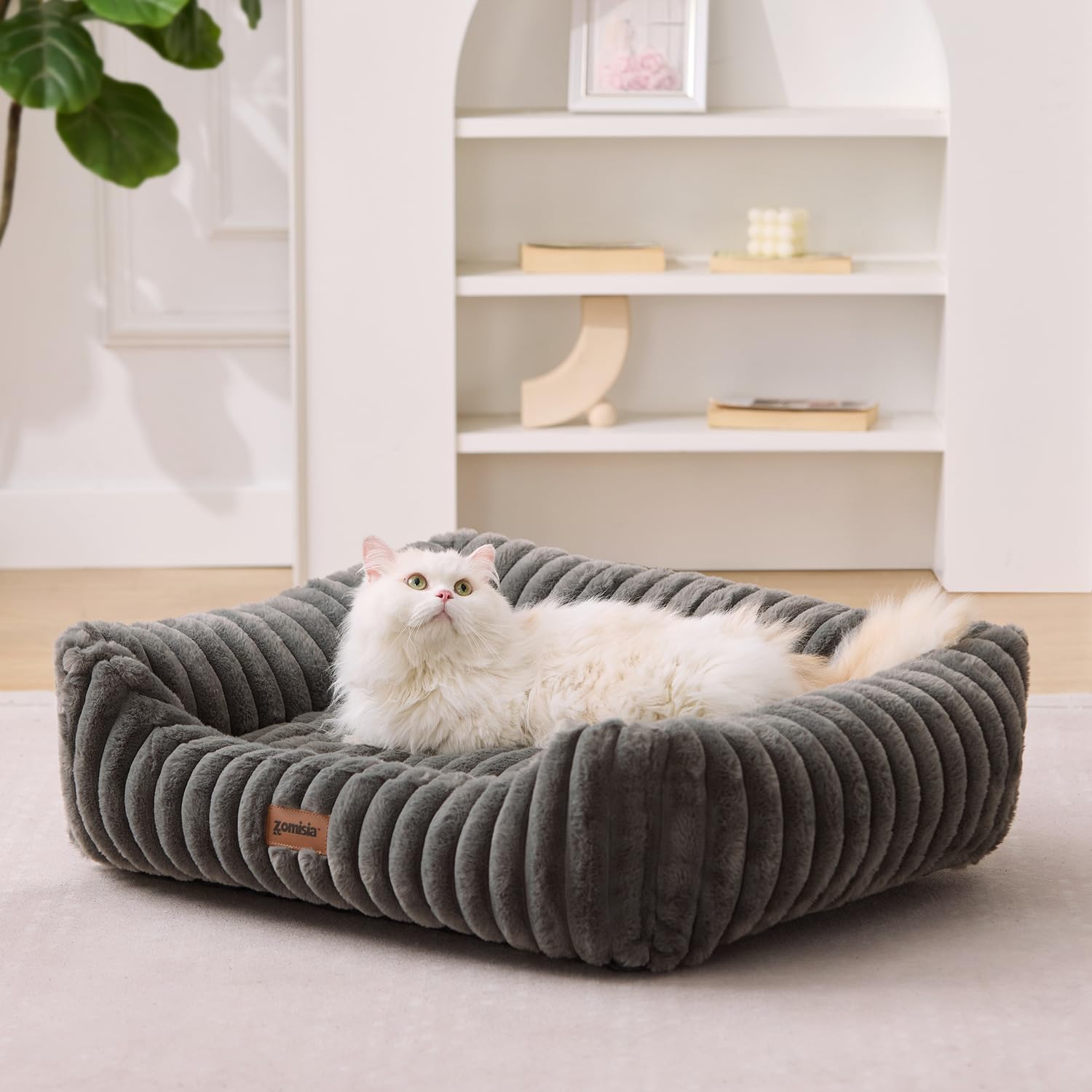 ZOMISIA dog bed fits small to medium dogs and cats at 30x24x9 inches.