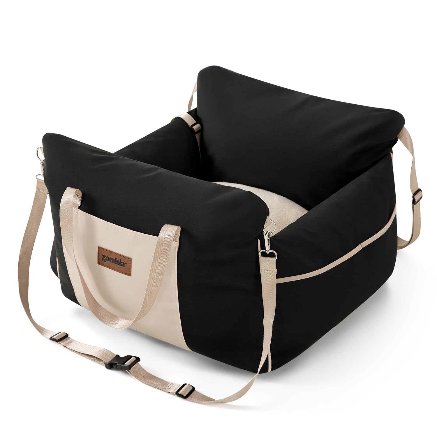 ZOMISIA dog car seat front view shows a secure booster for small to medium dogs