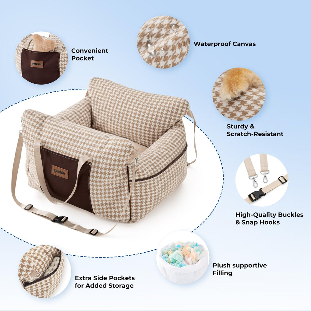 ZOMISIA dog car seat waterproof cover demonstrates easy-wipe protection against spills.