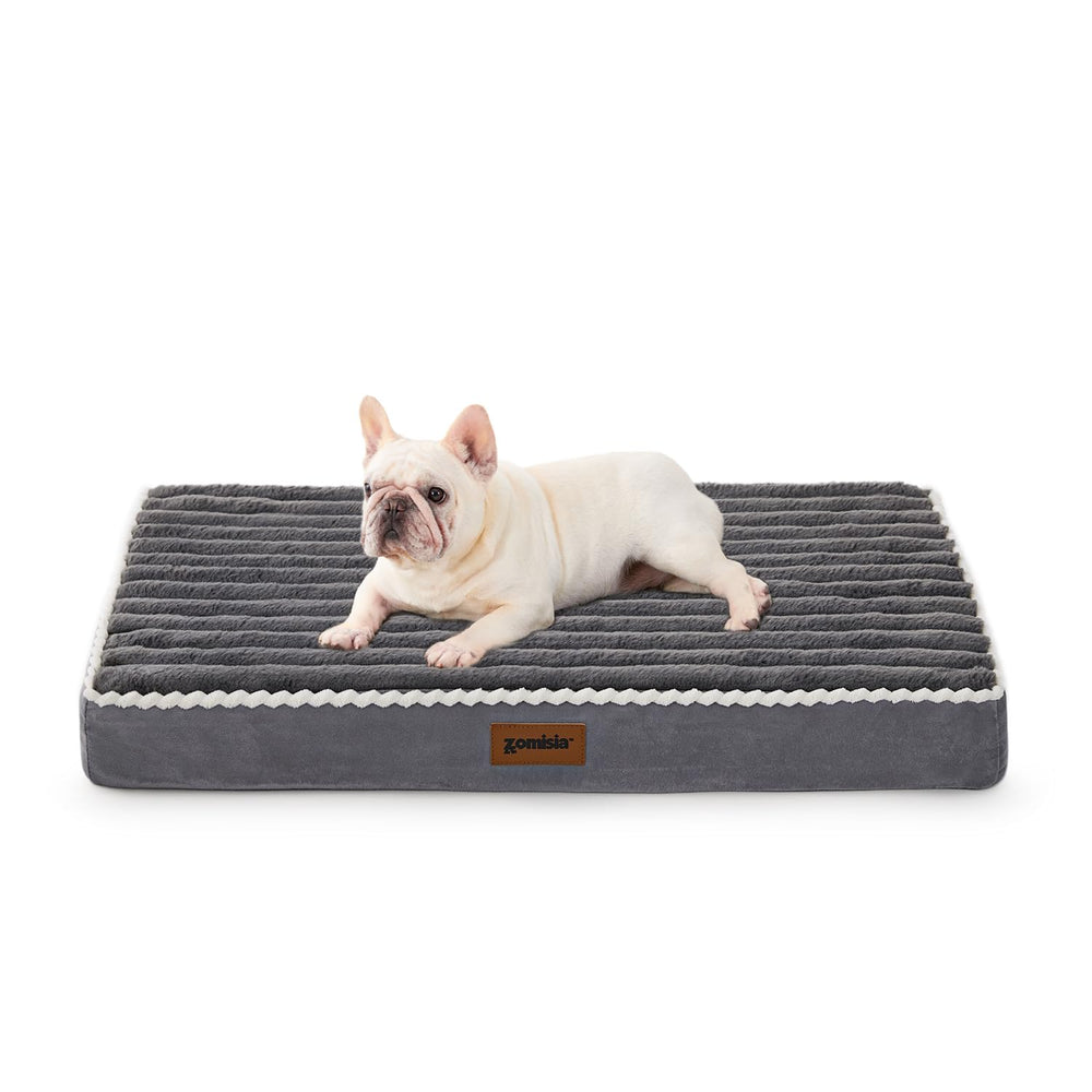 ZOMISIA dog crate bed with soft ribbed fabric for cozy naps in 30-inch crates.