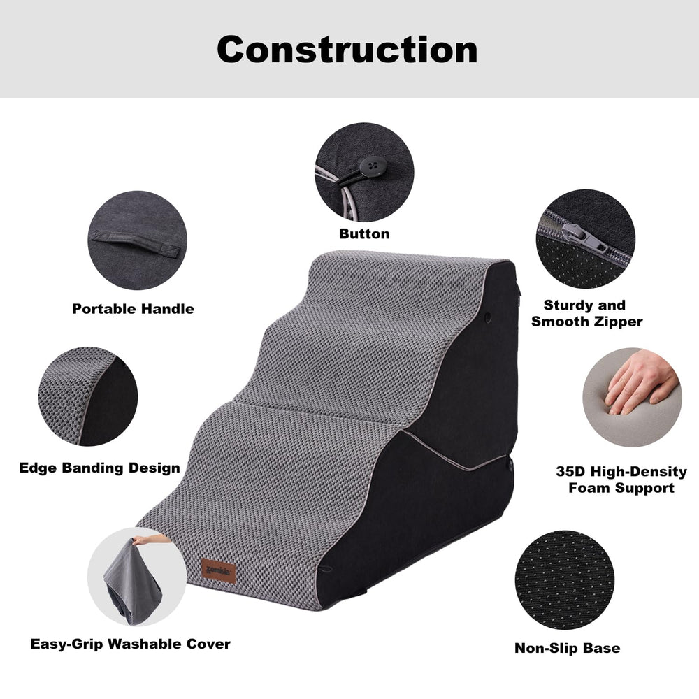 ZOMISIA dog ramp with non-slip waterproof cover keeps surfaces safer.