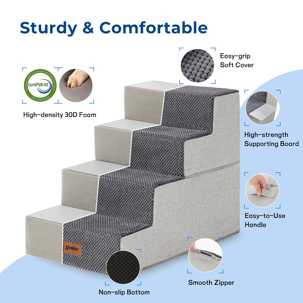 ZOMISIA dog stairs 35d foam highlight supportive cushioning for pet climbs