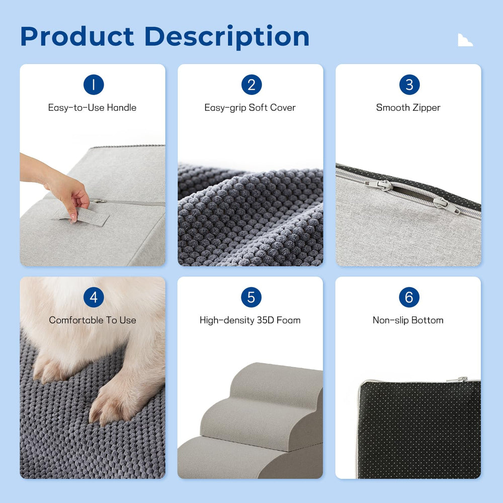 ZOMISIA Dog Stairs cover detaches for easy cleaning and care