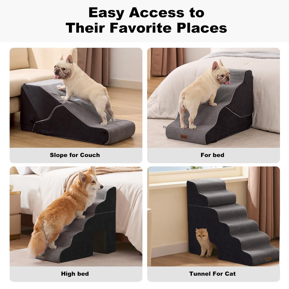 ZOMISIA dog stairs include couch-use guidance for elevated seating access.