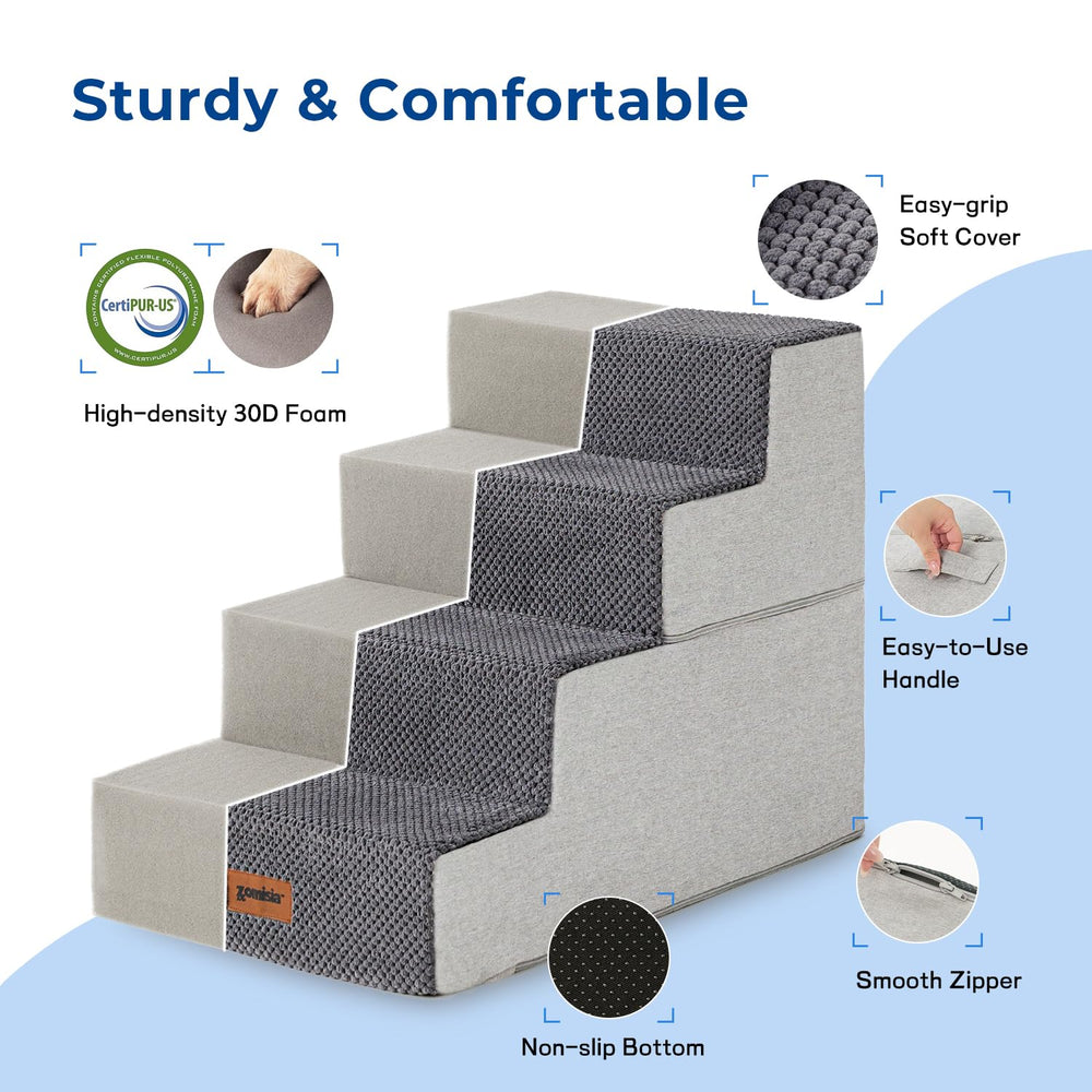 ZOMISIA dog stairs plush cover provides comfortable paw traction