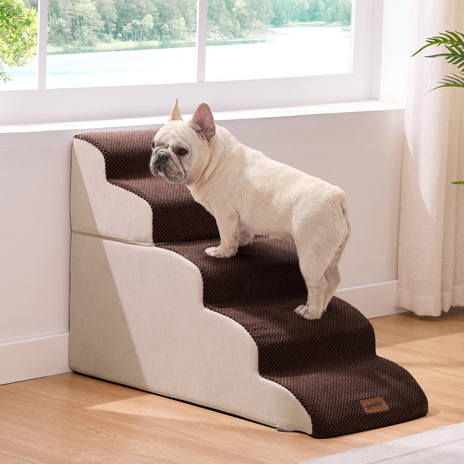 ZOMISIA split-design dog stairs with zipper connect for flexible use on sofas and beds