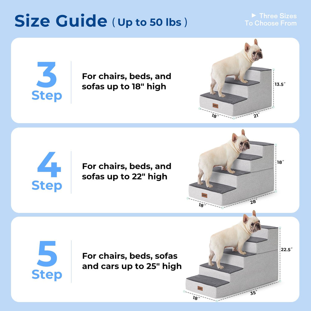 ZOMISIA dog steps 3-step-wide-foam ideal for low sofas and chairs