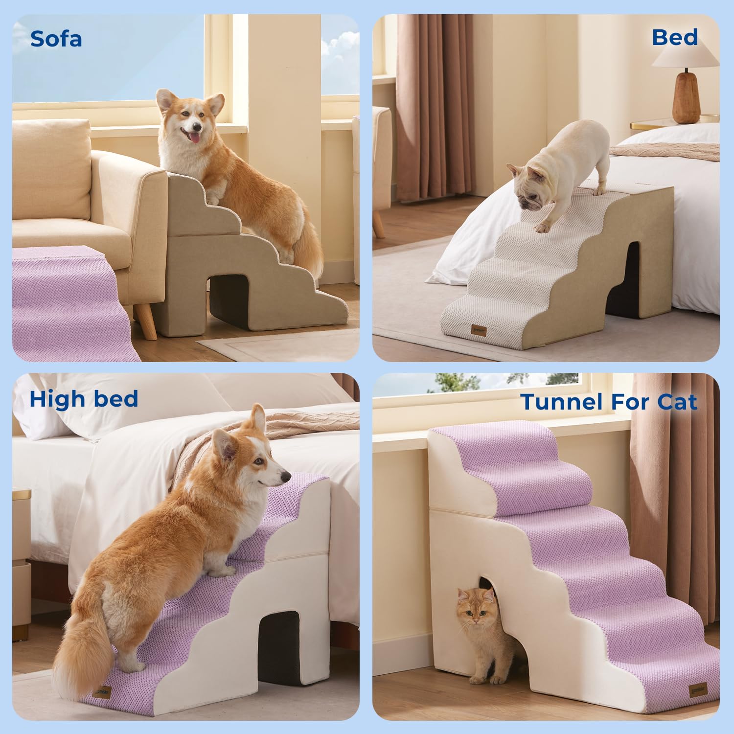ZOMISIA dog steps beige color complements home decor