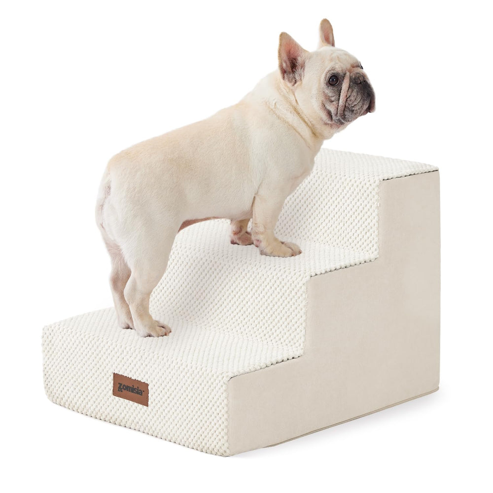 ZOMISIA dog steps on grey couch provide stable access for small dogs.