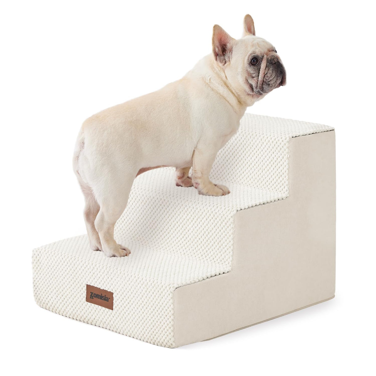ZOMISIA dog steps on grey couch provide stable access for small dogs.