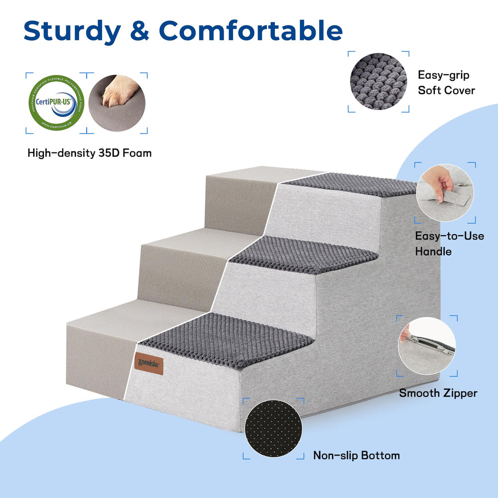 ZOMISIA dog steps foam-core detail, sturdy support for small pets.