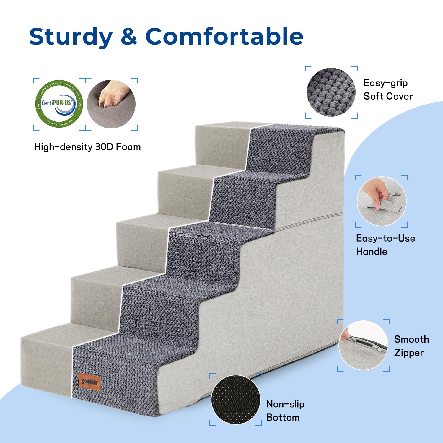ZOMISIA dog steps non-slip bottom emphasizes stable footing during climbs and descent