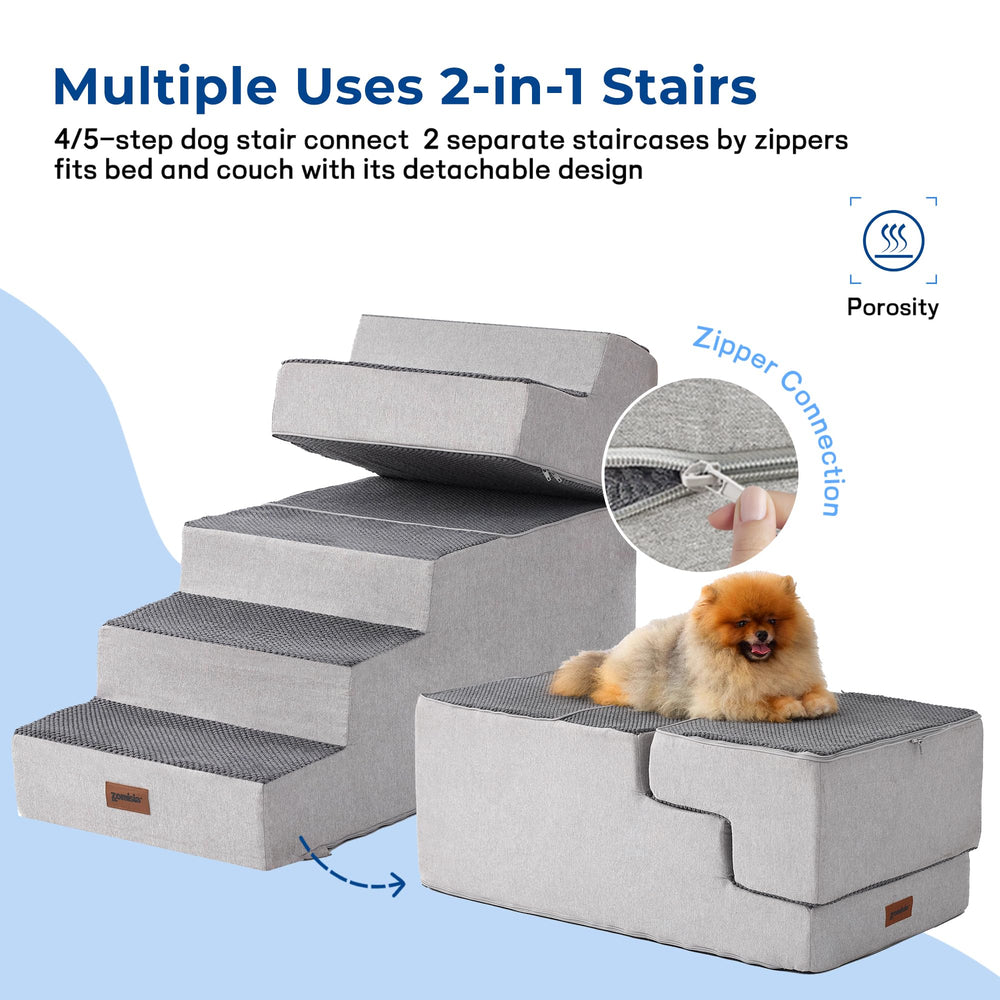 ZOMISIA dog steps plush-fabric-cover gives paw-friendly, comfortable grip