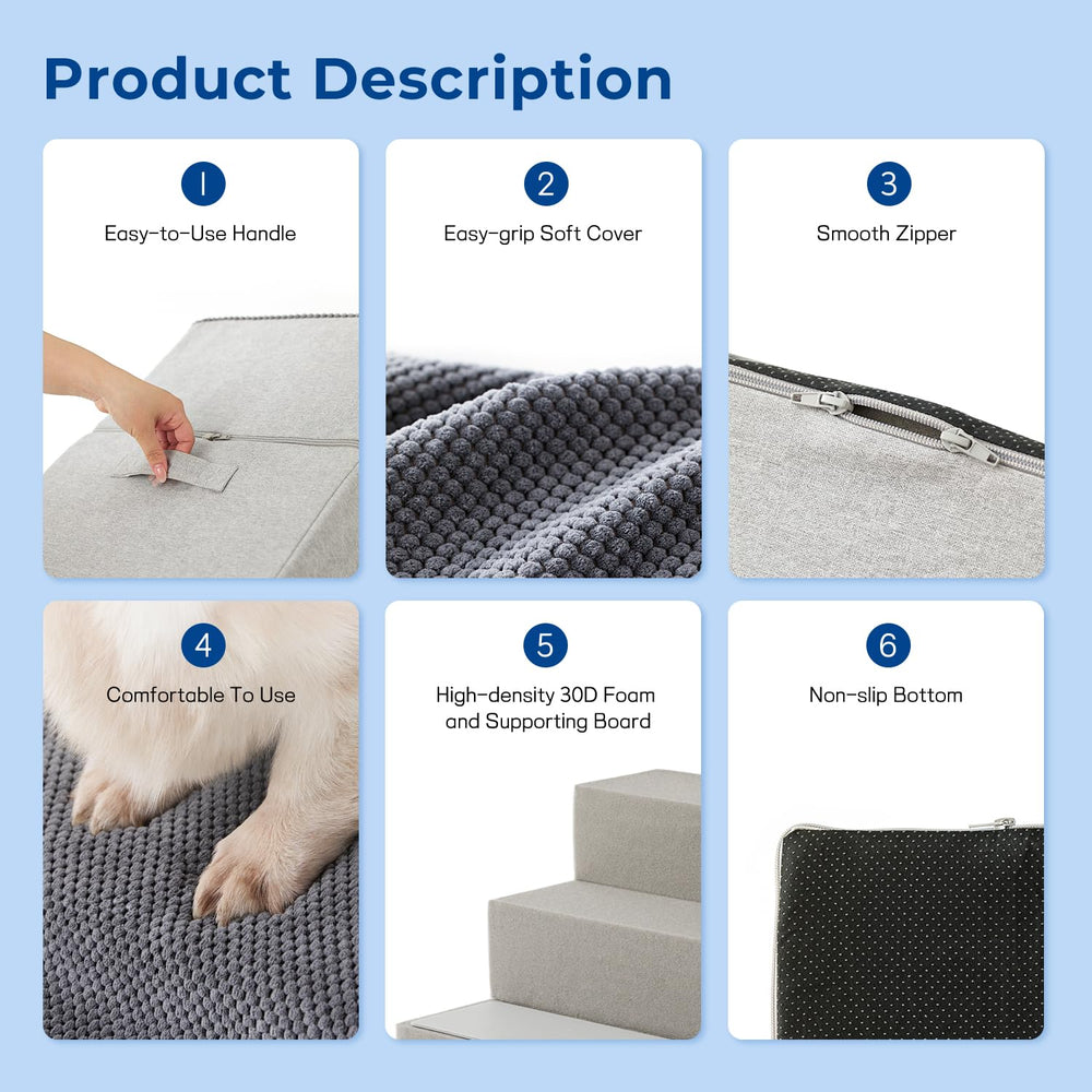 ZOMISIA dog steps include detachable washable cover for easy cleaning