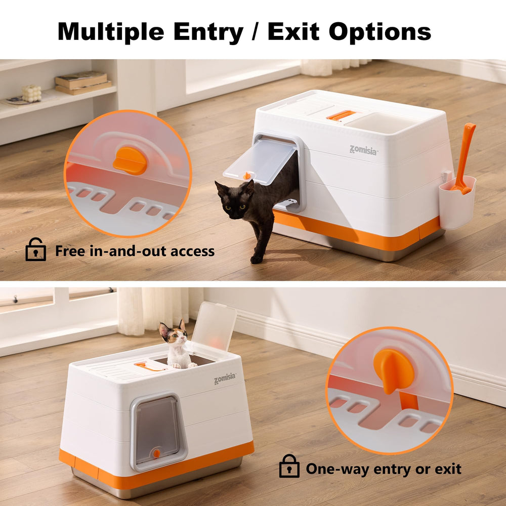 ZOMISIA dual-exit design illustrates flexible access for different cat preferences.