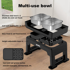 ZOMISIA adjustable-height stand helps dogs of all sizes dine at a comfortable eye level.