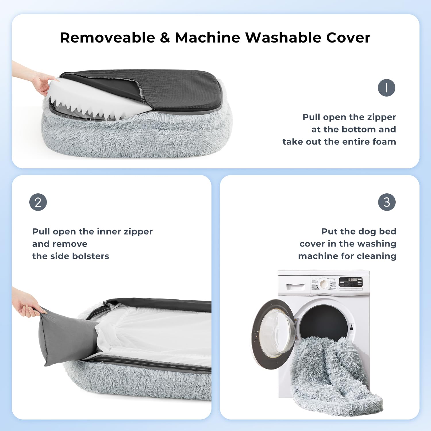 ZOMISIA Extra Large Dog Bed enveloping design supports bigger dogs during lounging sessions.