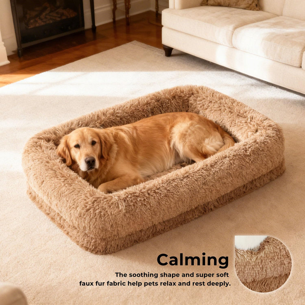 ZOMISIA Extra Large Dog Bed gray fabric blends with home decor while limiting fuss.
