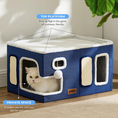 ZOMISIA extra-wide cat house den interior shows cozy hideaway for napping pets
