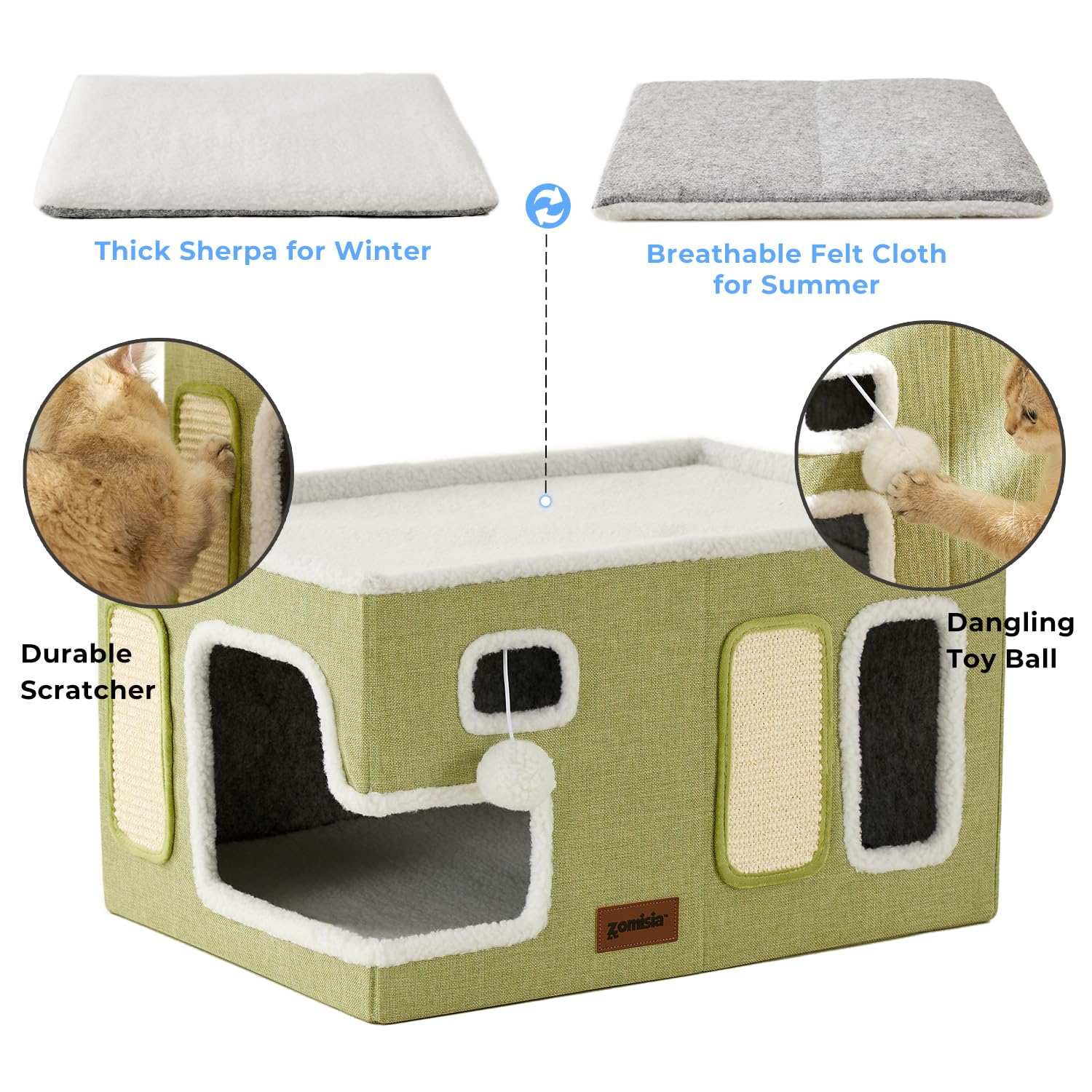 ZOMISIA navy interior den provides a quiet retreat for cats