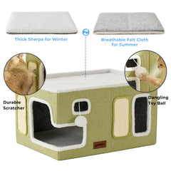 ZOMISIA extra-wide cat house top platform provides room to stretch and observe