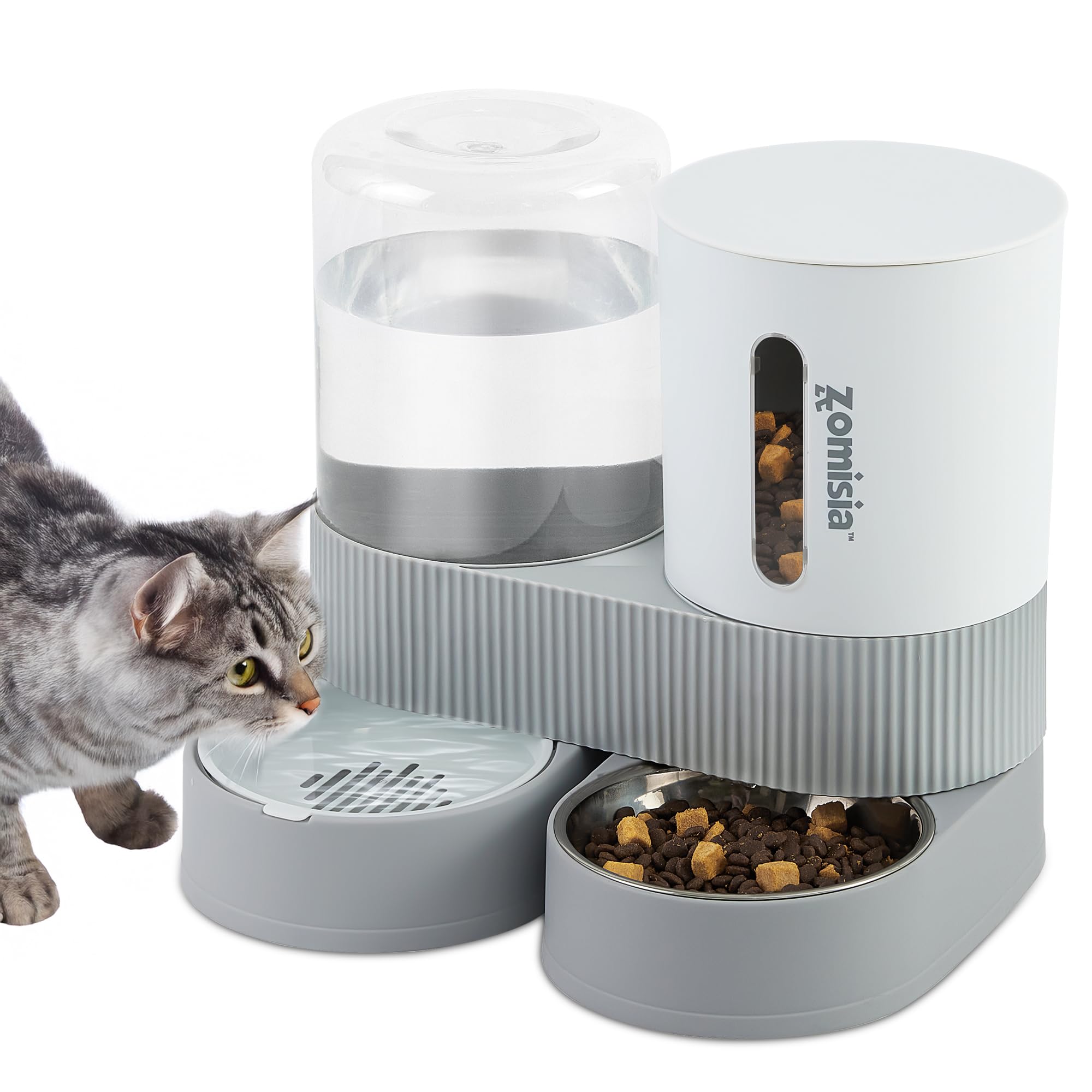 ZOMISIA gravity cat feeder assembly enables quick setup for keeping cats fed while you’re away