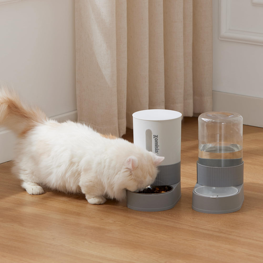 ZOMISIA gravity cat feeder easy-clean handwash design for quick maintenance.