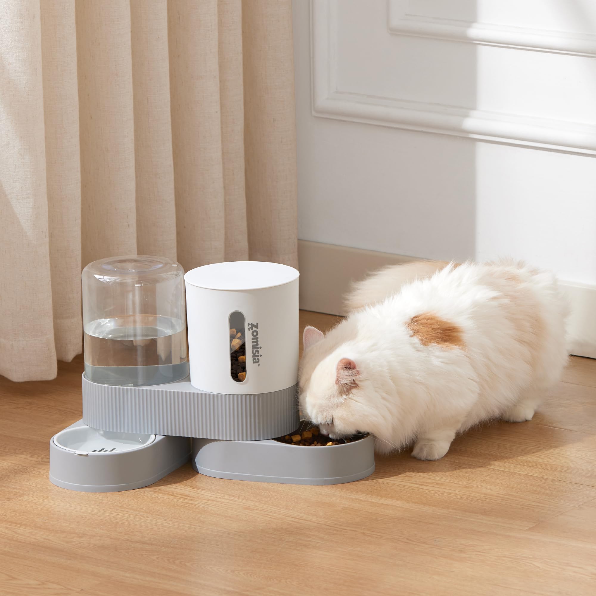 ZOMISIA gravity cat feeder easy cleaning with removable tank and base