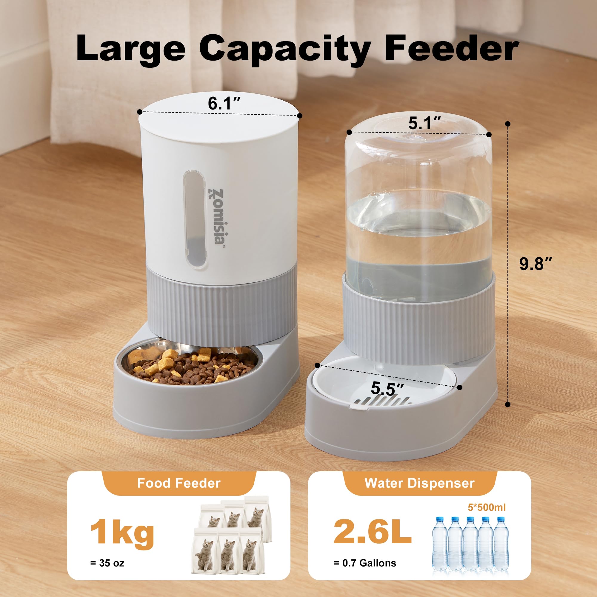 ZOMISIA gravity cat feeder food bowl stainless steel offers durable, pet-safe serving.