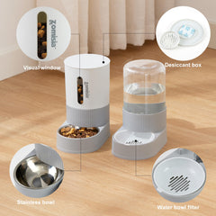 ZOMISIA gravity cat feeder 2.4L food capacity reduces frequent refills for small pets.