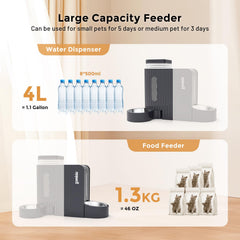 ZOMISIA gravity cat feeder-large-capacity-water-tank 4L water reservoir for multi-pet households