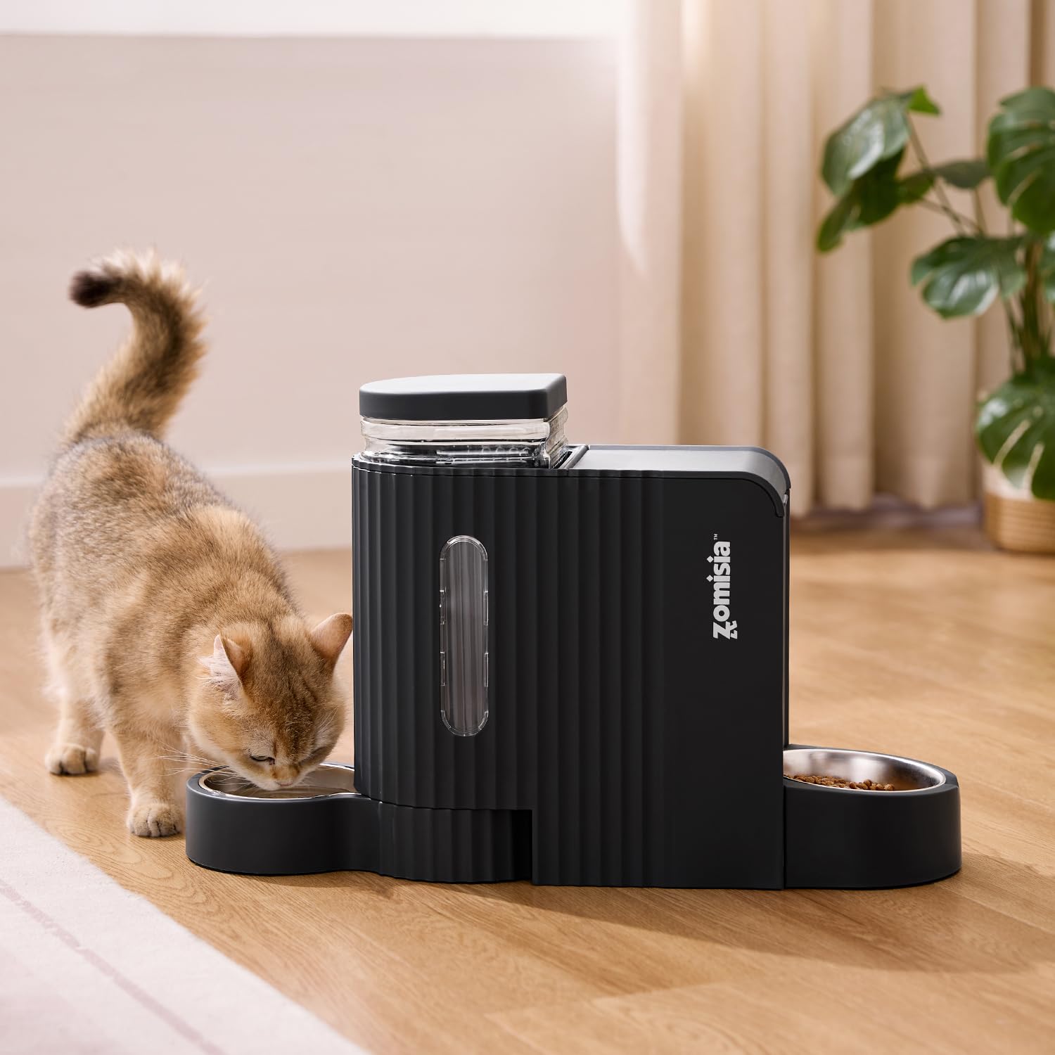 ZOMISIA gravity cat feeder-minimalist-design Sleek, neutral design fits any home decor