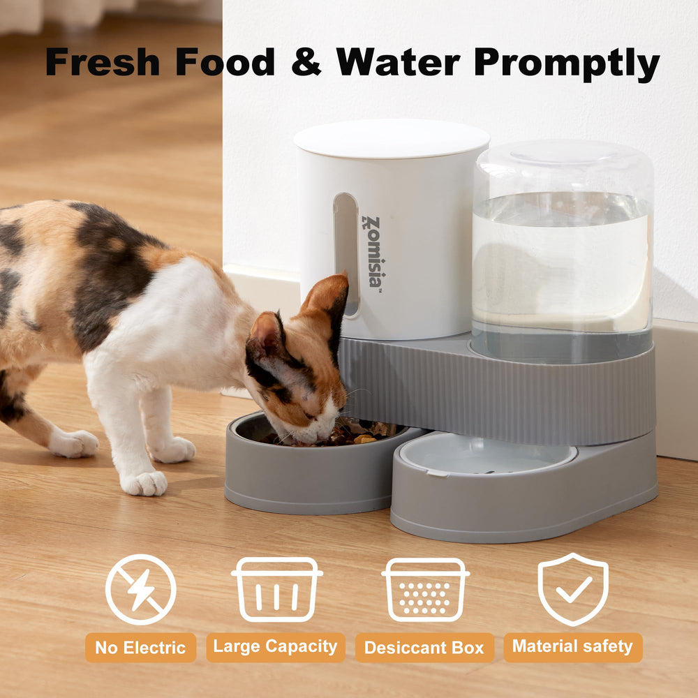 ZOMISIA gravity cat feeder water dispenser provides continuous hydration without needing electricity