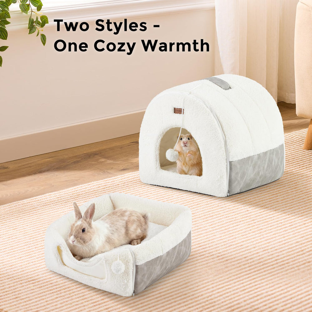 ZOMISIA Guinea Pig Hideout Bed exterior hut provides private retreat