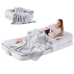 ZOMISIA human-dog-bed-two-in-one-folding-design showcases fold-and-go convenience for easy transport.