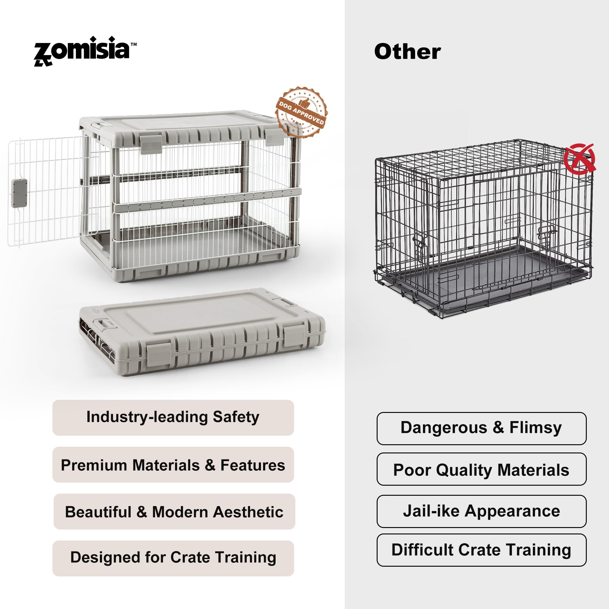 ZOMISIA indoor-outdoor use crate suits homes and patios.
