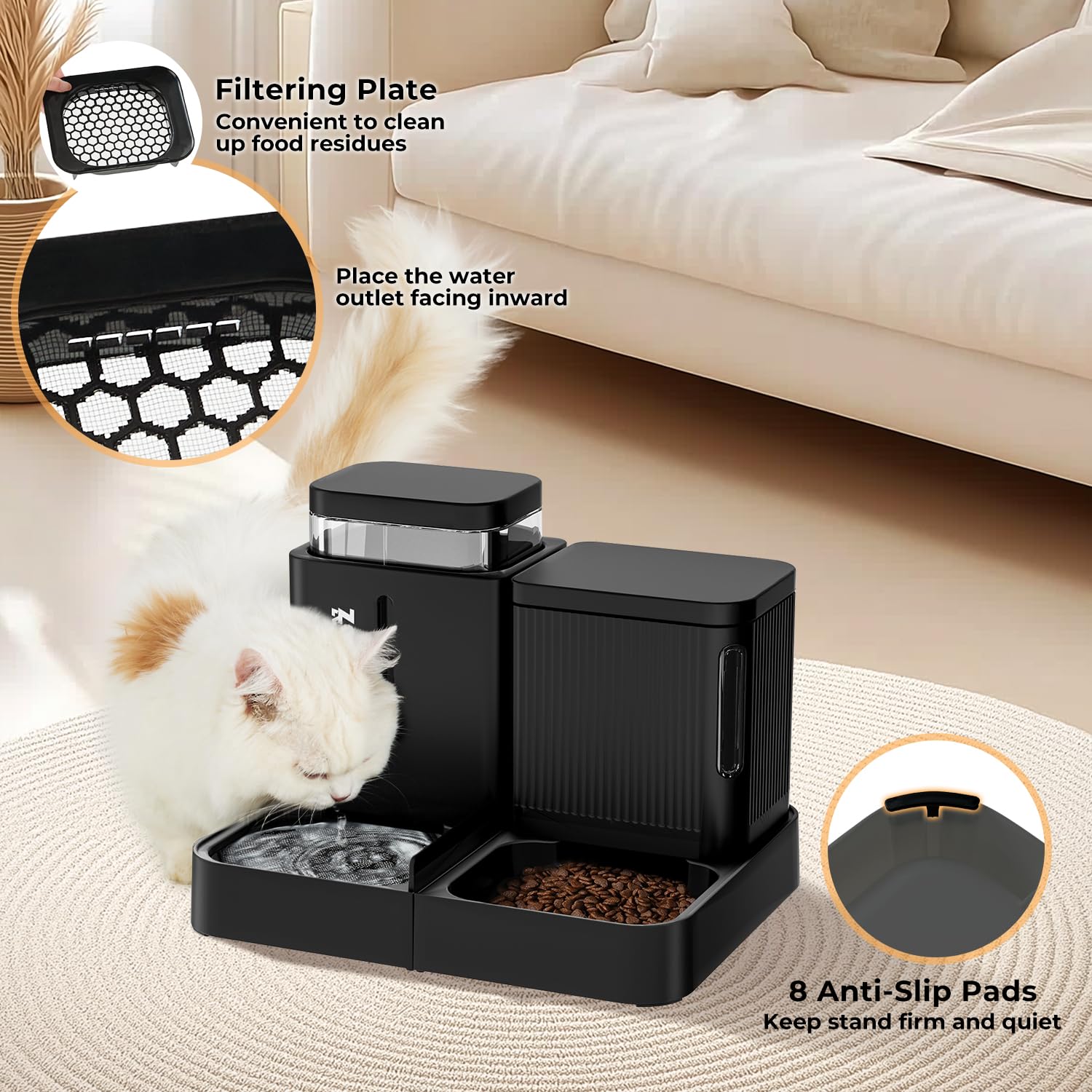 ZOMISIA large-capacity feeder image highlights 0.8 gallon per-unit capacity for longer use.