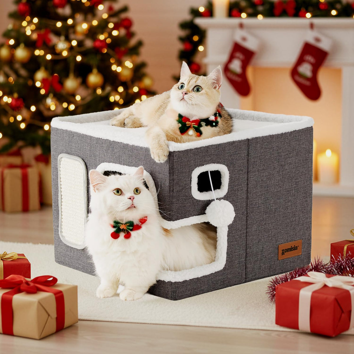 ZOMISIA large cat house folded for easy storage and flexible placement