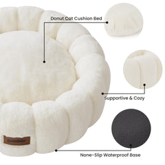 ZOMISIA plush donut bed anti-slip bottom close-up—safer on slippery floors.