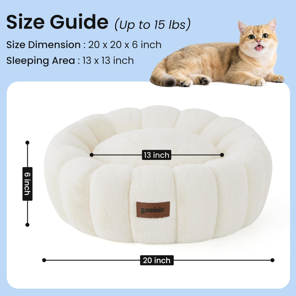 ZOMISIA plush donut bed roll-up mode—versatile for travel and space-saving.