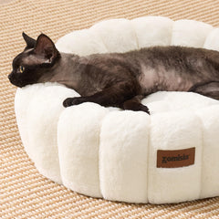 ZOMISIA plush donut bed fur close-up—ultra-soft material for snuggling.