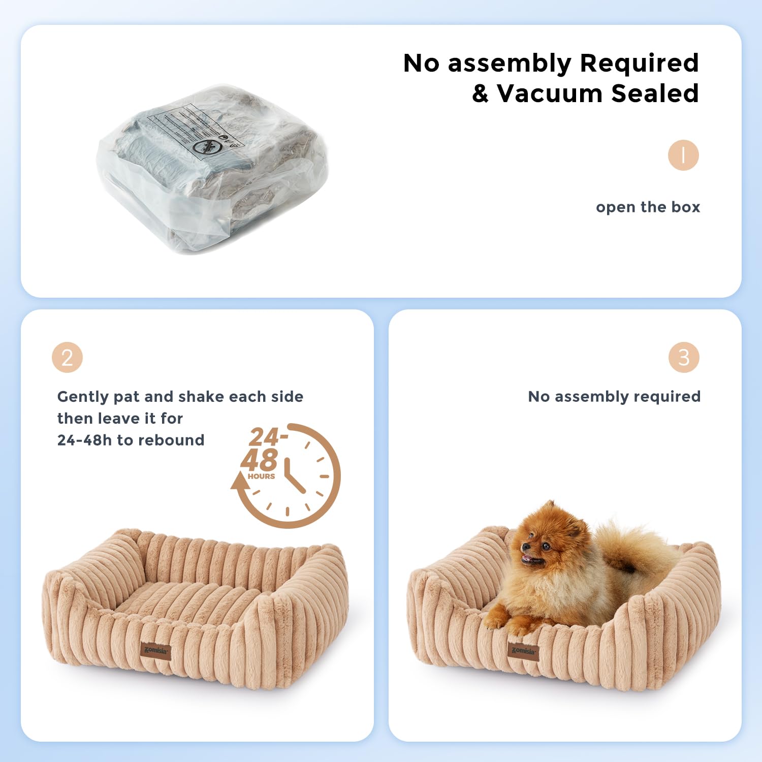 ZOMISIA bed includes non-slip bottom to prevent sliding during use