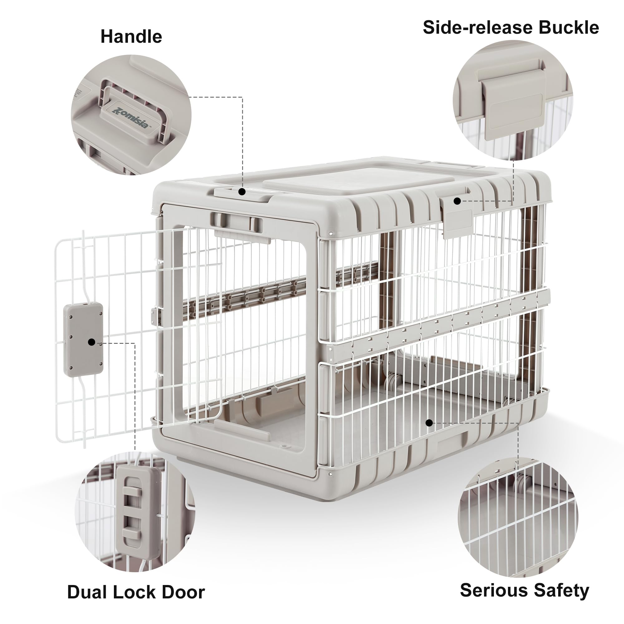ZOMISIA squeeze-latch lock door for quick, secure closure.