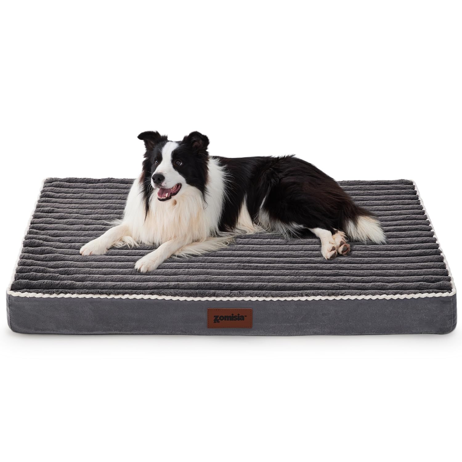 ZOMISIA XL dog crate bed close-up of corduroy cover for easy cleaning