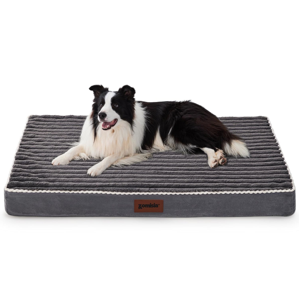 ZOMISIA XL dog crate bed close-up of corduroy cover for easy cleaning